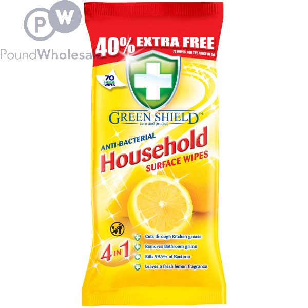 Greenshield Household Anti-Bacterial Wipes 70 Sheets — Case of 24 — supplier reference photograph